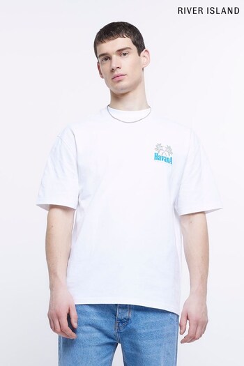 River Island Havana Embrodiery White T-Shirt (308474) | £23