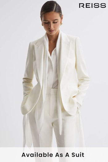 Reiss Off White Mila Tailored Fit Single Breasted Wool Suit Blazer (308477) | £268