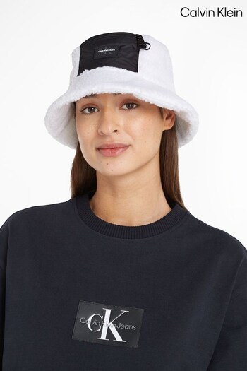 Calvin Klein Sherpa Bucket White Hat (308620) | £55