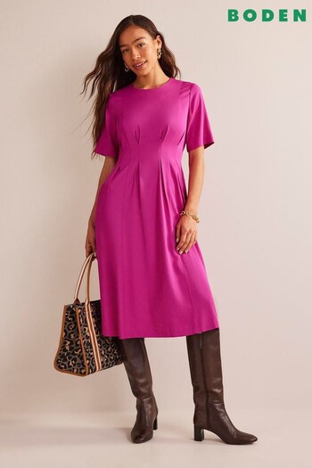 Boden Pink Pleated Waist Midi Dress (308885) | £120