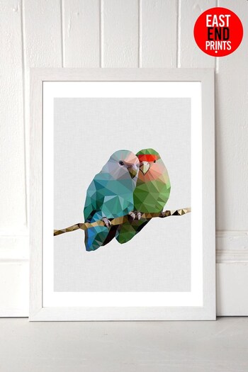 White Two Love Birds by Studio Cockatoo White Framed Print (308894) | £47 - £132