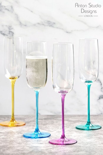 The DRH Collection Set of 4 Blue Gala Champagne Flutes (309339) | £48