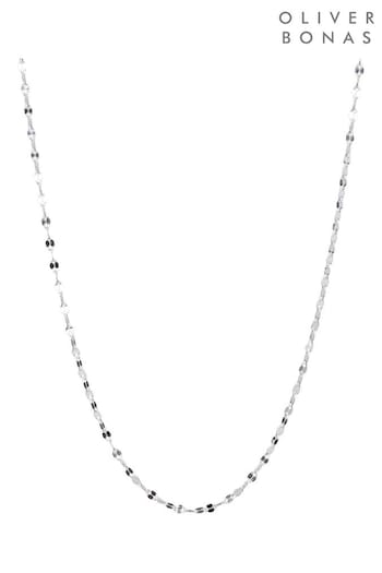 Oliver Bonas Silver Tone Renata Beaded Chain Necklace (309499) | £42