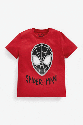 Spider-Man Red Flippy Sequin License T-Shirt (3-16yrs) (309523) | £10 - £13