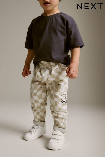 Neutral Checkerboard Side Pocket Pull-On Trousers slim (3mths-7yrs) (309561) | £8.50 - £10.50