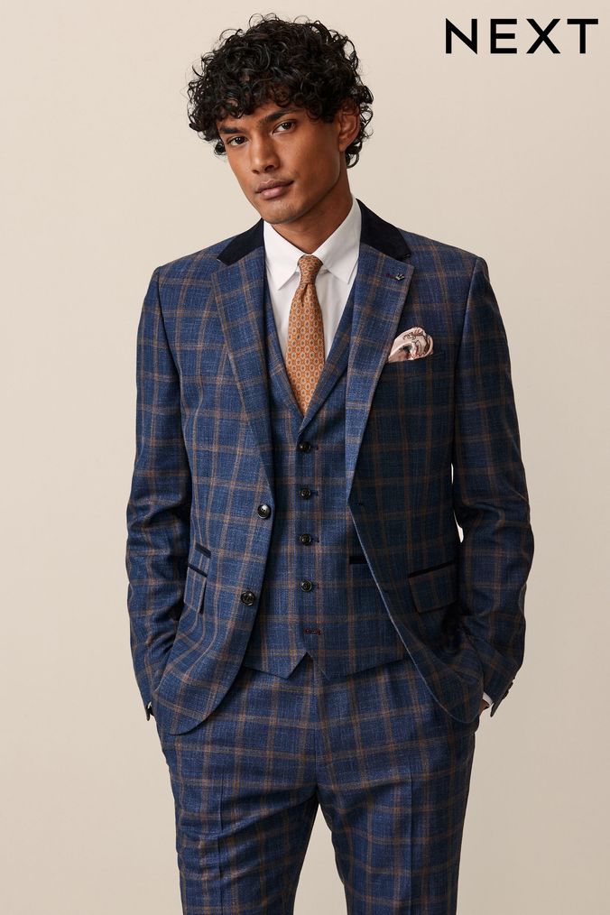 Navy blue skinny suit on sale