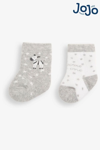 JoJo Maman Bébé Marl Grey Welcome Little One 2-Pack Baby Socks (309713) | £5.50
