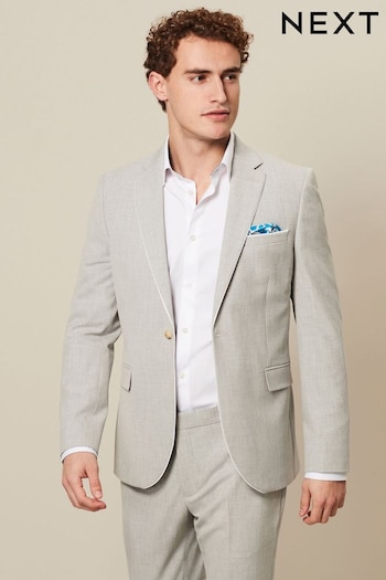 Light Grey Skinny Fit Pipe Trimmed Suit: Jacket (309881) | £79