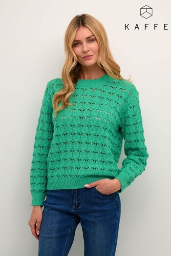 Kaffe Green Elena Lace Knit Pullover (309942) | £40