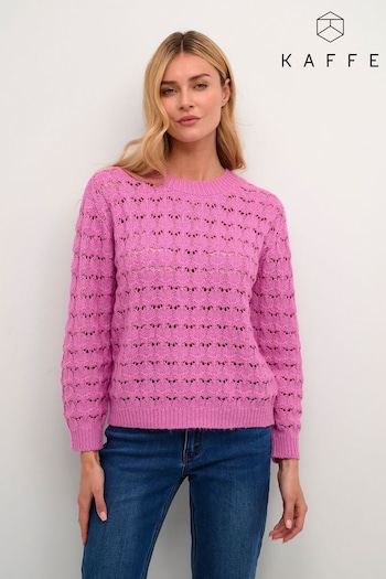 Kaffe Pink Elena Lace Knit Jumper (310022) | £40