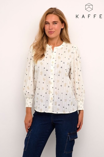 Kaffe Loretta Cropped Sleeve White Shirt (310141) | £60