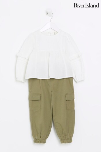River Island White Blouse and Cargo Set (310298) | £35