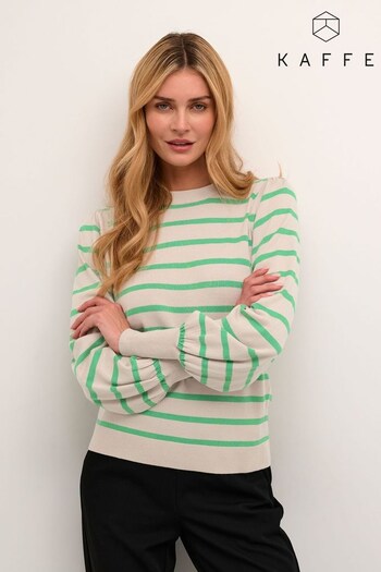 Kaffe Kamala Striped Knit Green Pullover (310421) | £35