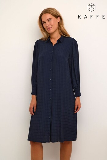 Kaffe Blue Lissa Cropped Sleeve Shirt Dress (310428) | £65