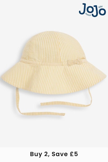 Gifts For Her Yellow Seersucker Stripe Floppy Sun Hat (310454) | £12