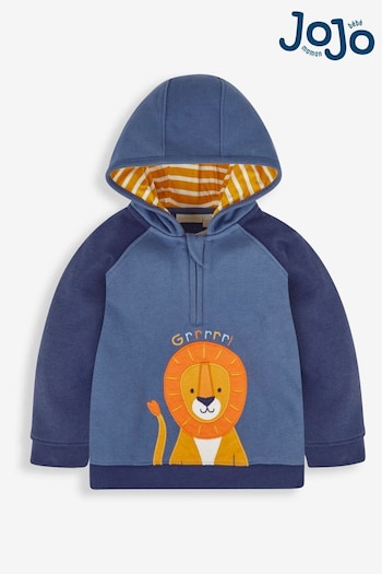 JoJo Maman Bébé Navy Lion Applique Hooded Sweatshirt (310525) | £26