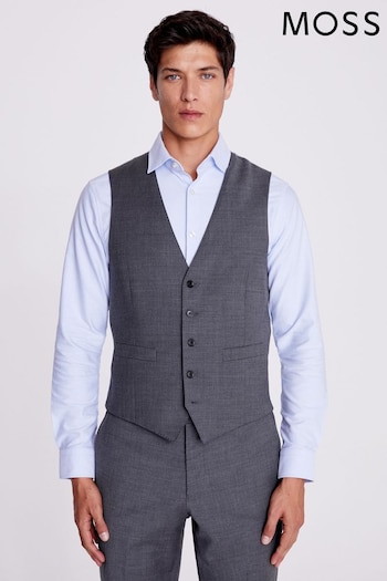MOSS Tailored Fit Grey Twill Suit Waistcoat (310670) | £80