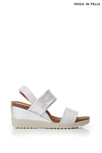 Moda In Pelle Piatini Two Part Sport White Wedge Sandals (310673) | £109