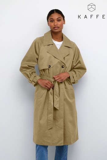 Kaffe Yellow Elise Double-Breasted Trench Coat (310753) | £100