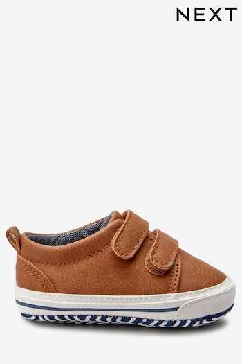 Tan Brown Two Strap Baby Pram Shoes distancias (0-24mths) (310958) | £7