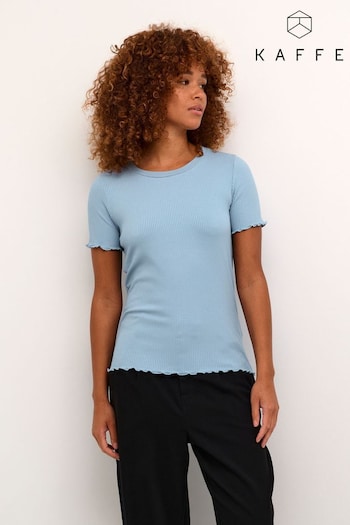 Kaffe Blue Drew Short Sleeve Rib T-Shirt (310984) | £30