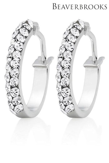 Beaverbrooks 9ct Gold Crystal Hoop Earrings (311341) | £95