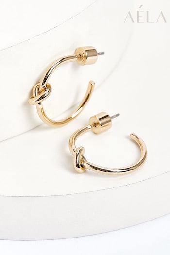 Aela Gold Tone Knot Hoop Earrings (311507) | £10