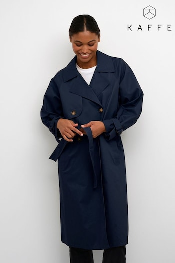 Kaffe Blue Elise Double-Breasted Trench Coat (311675) | £100
