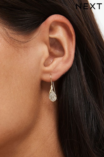 Gold Tone Sparkle Petal Drop Earrings (311915) | £7