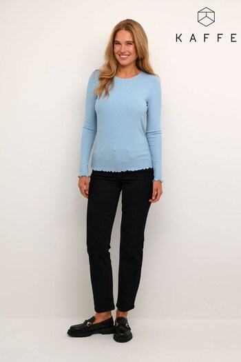 Kaffe Blue Drew Long Sleeve Rib Knit T-Shirt (311987) | £35