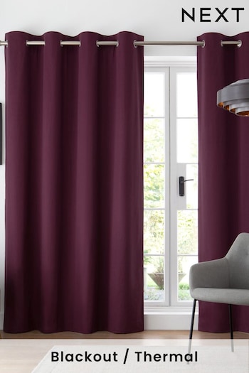 Purple Cotton Blackout/Thermal Eyelet Curtains (312673) | £40 - £105