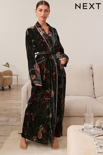 Black Floral Velvet Robe (312682) | £78