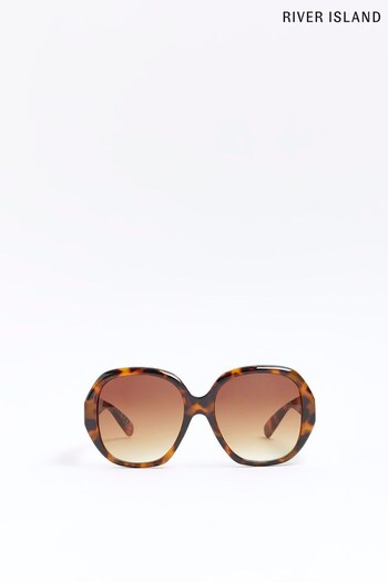 River Island Brown Rounded Metal Detail Sunglasses (312763) | £20