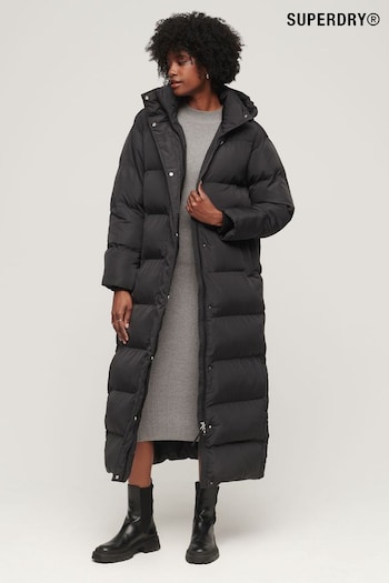 Superdry Black Maxi Hooded Puffer Coat (312923) | £165