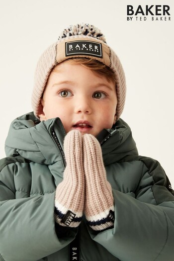 Baker by Ted Baker Boys Pom Hat and Mittens Set (312956) | £24