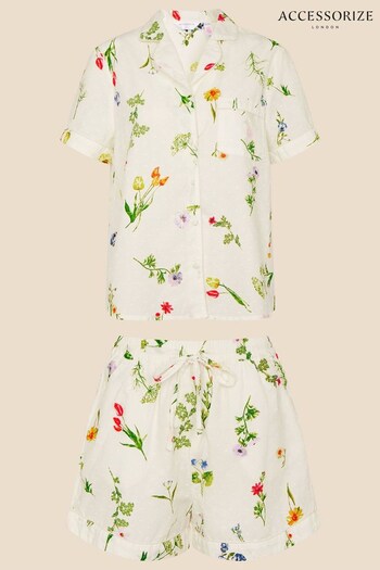 Accessorize Natural Floral Print Dobby Pyjama Set (313060) | £35