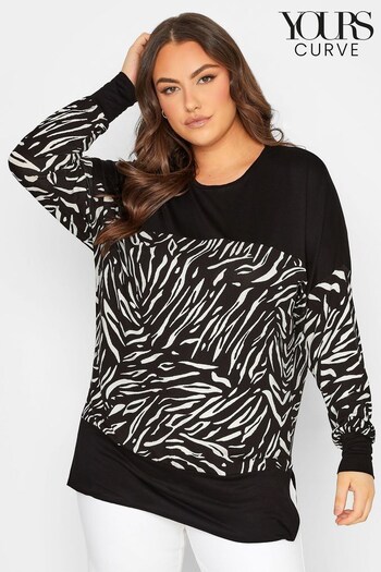 Yours Curve Black Long Sleeve Top (313147) | £24