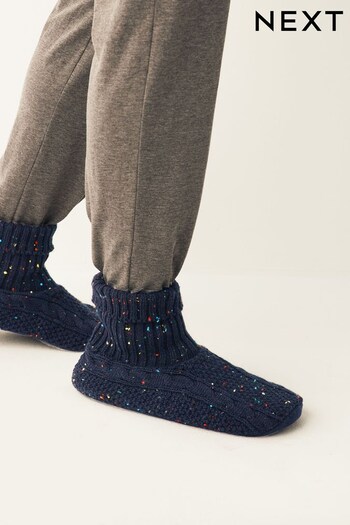 Navy Blue Memory Foam Slippers Socks Boots (313357) | £18