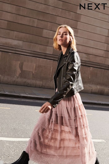 Pink Mesh Tulle Midi Skirt (313376) | £58