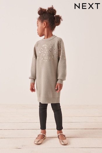 Mink Brown Star Sequin Jumper Dress (3-16yrs) (313505) | £22 - £27