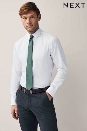 Sage Green/White Slim Fit Single Cuff Occasion Shirt And Tie Pack (313549) | £36