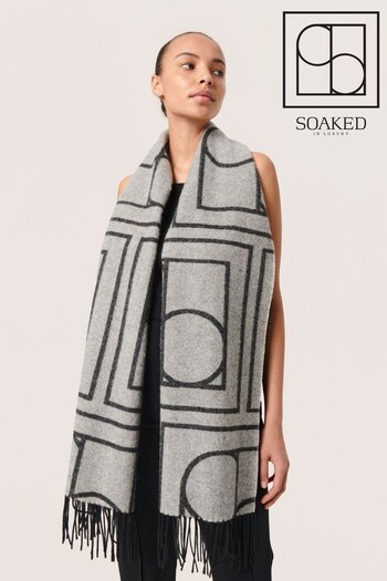 Soaked in Luxury Pentile Long Printed Wool Black Scarf (313889) | £60