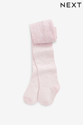 Pink Cotton Rich Textured Heart Tights (313990) | £4 - £5