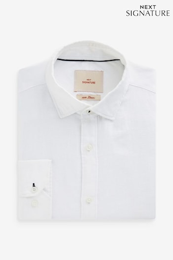 White Regular Fit Signature Linen Shirt (314017) | £40
