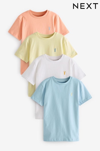 Multi Pastel Short Sleeve Stag Embroidered T-Shirts escuro 4 Pack (3-16yrs) (314320) | £20 - £26