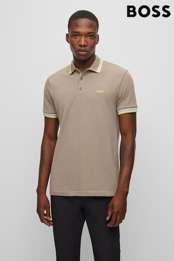 BOSS Beige/Green Tipping Paddy Polo Shirt (314392) | £89