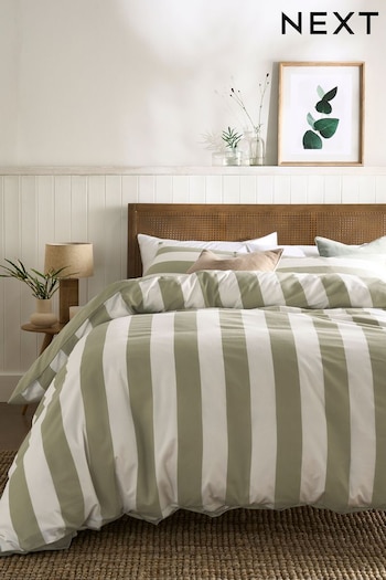 Green/White Stripe Duvet Cover and Pillowcase Set (314497) | £12 - £30