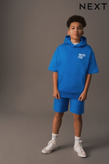 Cobalt Blue Short Sleeve mirrored Hoodie and Shorts Set (3-16yrs) (314551) | £22 - £30