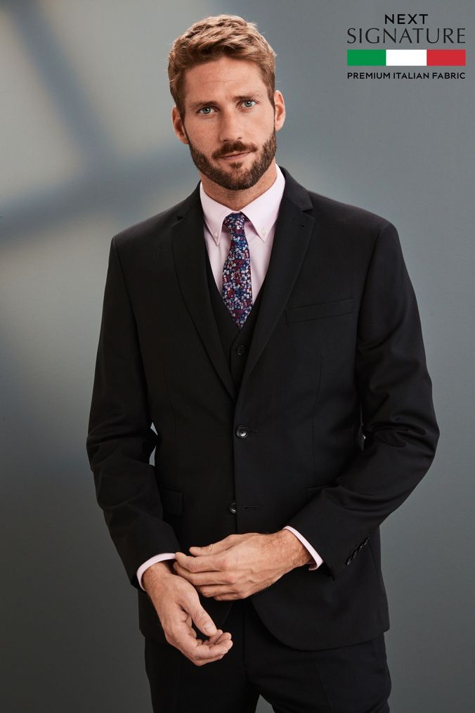 Black Regular Fit Signature Tollegno Wool Suit Jacket (314552) | £130