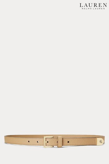 Lauren Ralph Lauren Camel Skinny Pebbled Leather Belt (314593) | £44